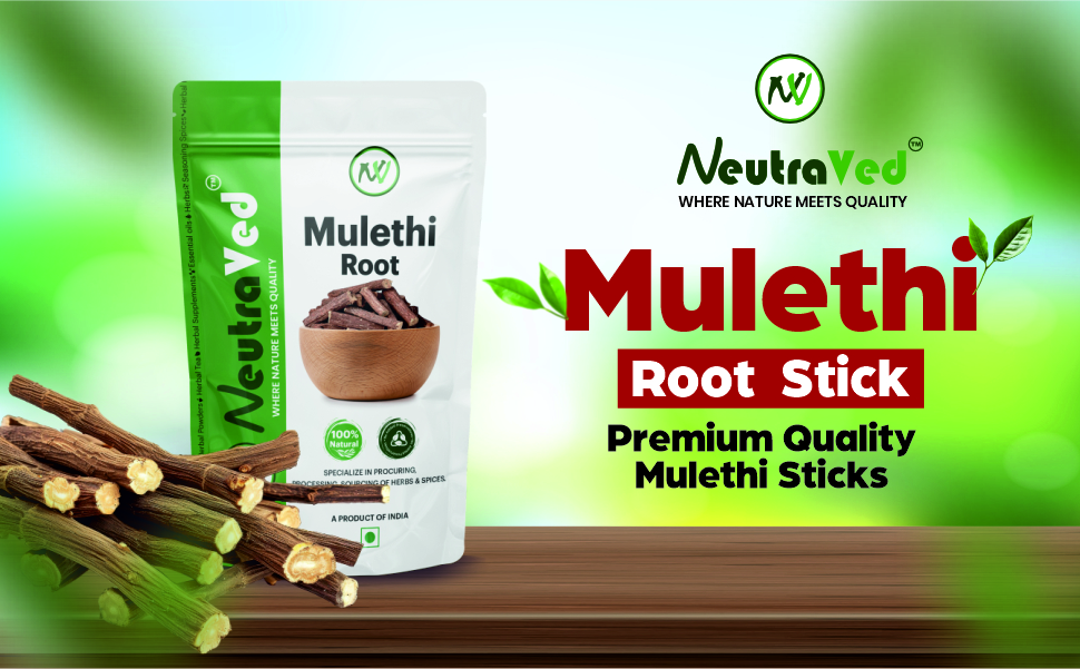 NeutraVed Mulethi Stick in Small Cut Size | Tea-Cut Licorice Root for Herbal Tea & Infusion | Not Powder or Whole Sticks | 150g