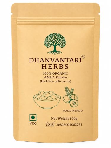 Dhanvantari Herbs Organic Amla Powder, Indian Gooseberry, Amla Churna 100g