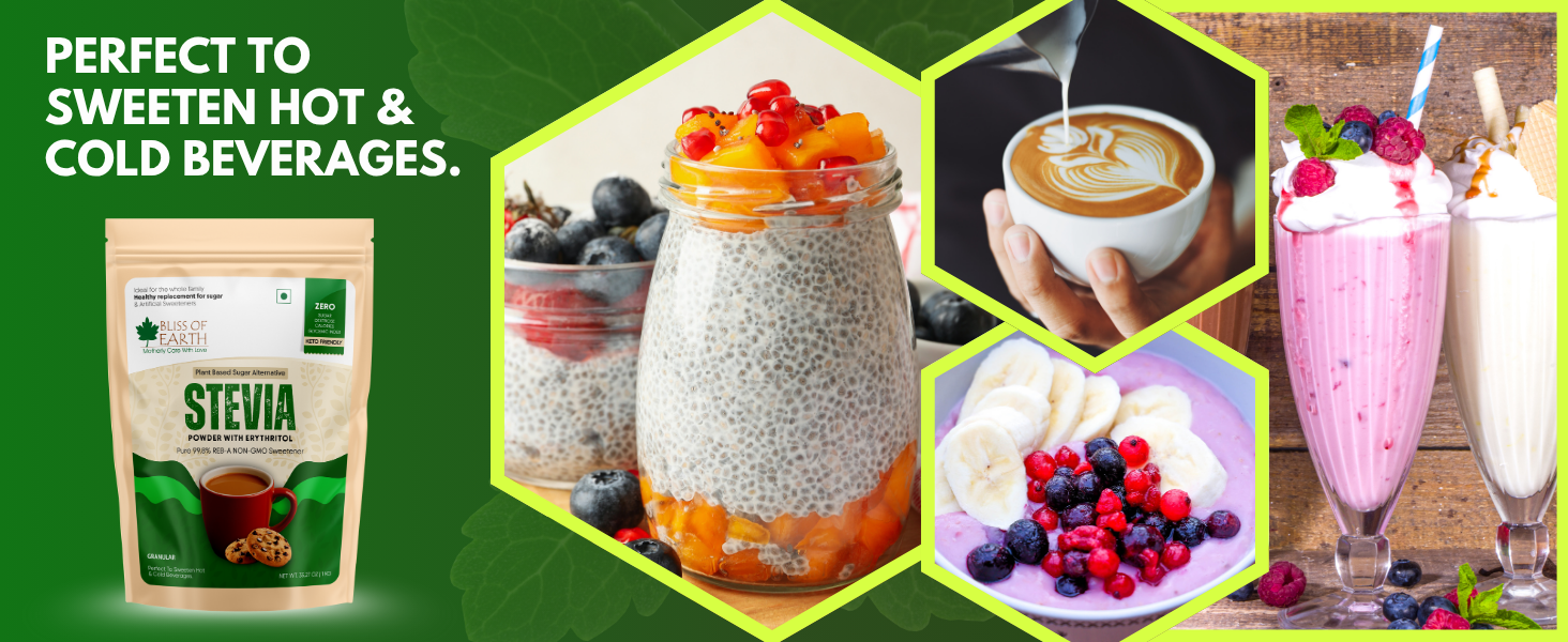 Bliss of Earth Stevia Powder, Organic Sugar Free Zero Calorie Sweetener Diabetic and Keto Friendly 99.8% Purity Vegetarian Gluten Free Quick Dissolve 200g Jar