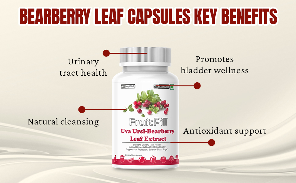 (LeeWell) Uva Ursi Bearberry Leaf Extract 600mg | Urinary Tract & Bladder Health Support | Natural Herbal Cleanser | Capsules | 60 Count