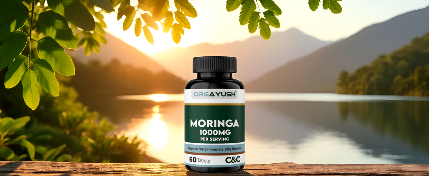 Organic Moringa 1000mg Tablets – Daily Superfood Supplement for Energy, Immunity & Joint Support, Antioxidant-Rich Moringa Leaf Extract for Overall Wellness (Pack of 3)