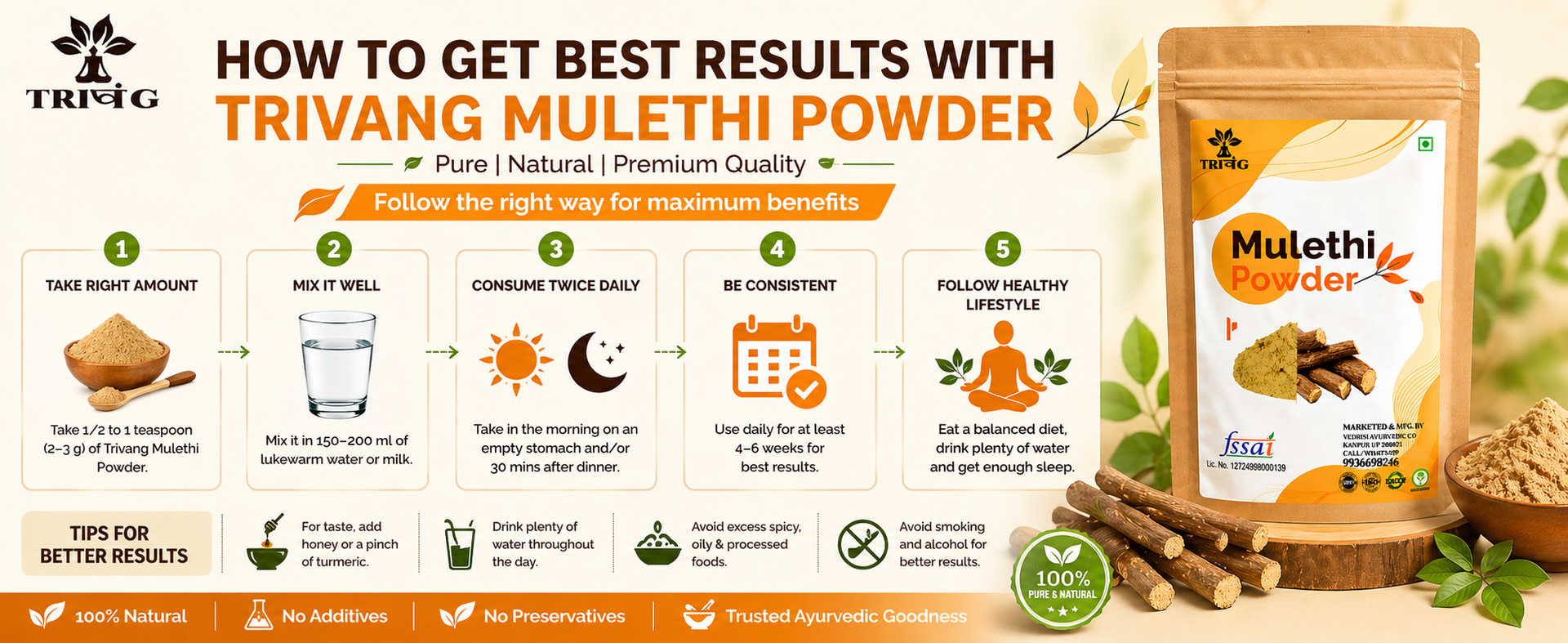 100% Natural Pure Mulethi Powder | Yashimadhu | Liquorice | Glycyrrhiza glabra | For hair and Skin care (100g)