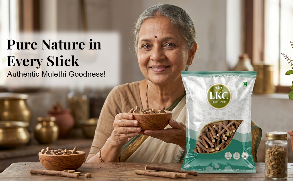 Mulethi Sticks | Whole | Liquorice Roots | Yashtimadhu - traditionally used for cough and skin - 250g