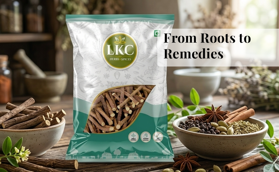 Mulethi Sticks | Whole | Liquorice Roots | Yashtimadhu - traditionally used for cough and skin - 250g