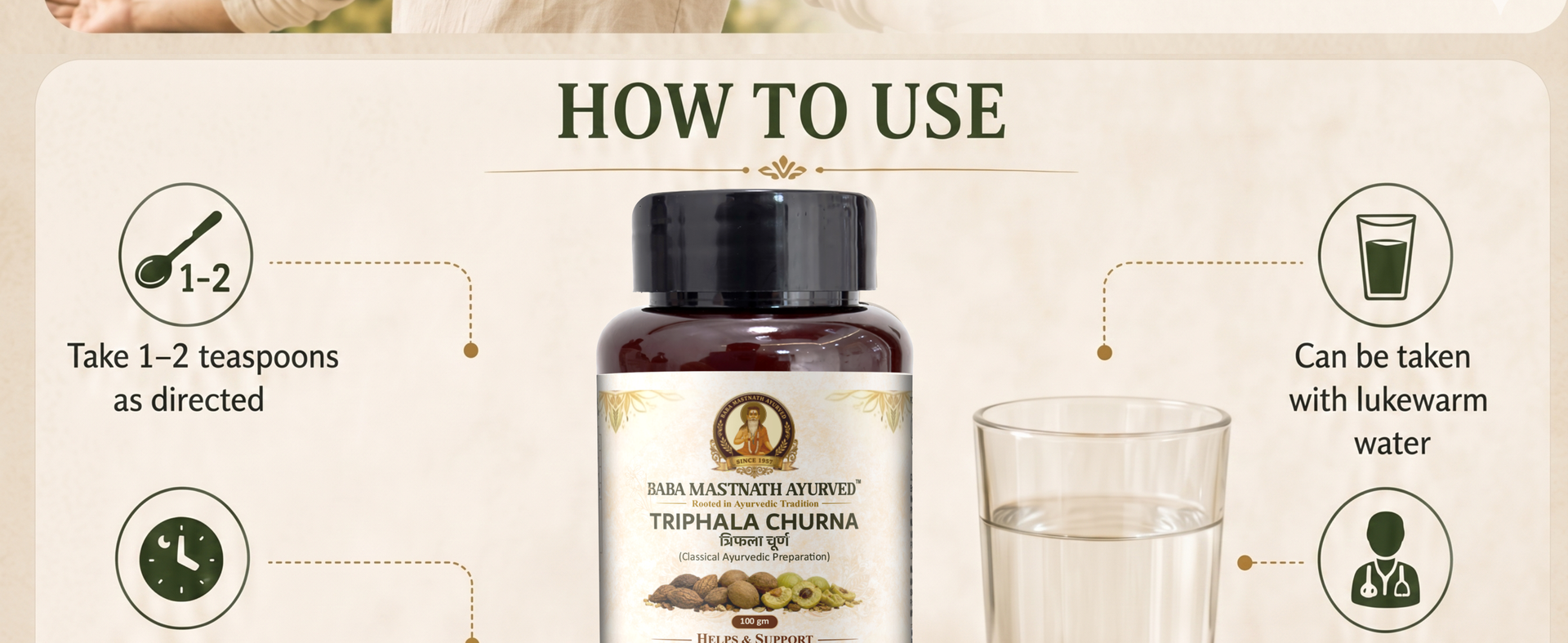 Triphala Churna 100g | Triphala Powder with Haritaki, Bibhitaki & Amalaki | Ayurvedic Digestive Support, Bowel Regularity, Gut Cleanse & Detox