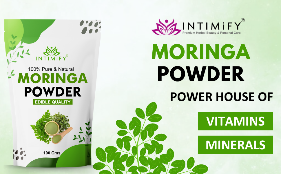INTIMIFY Moringa Powder, Drumstick Leaves Powder, Good For Eating, Drinking, Hair Growth, Weight Loss, Height Support - 100g (Pack of 1)