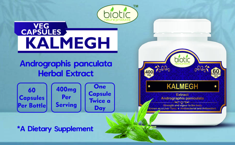 Biotic Kalmegh Capsules - Andrographis Paniculata Kalmegh Extract 400mg - 60 Nos