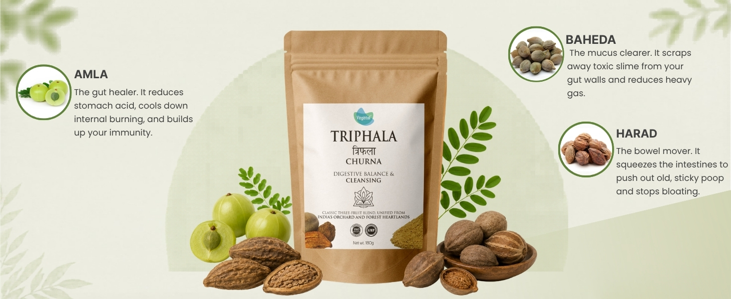 Vegetal Herbal Triphala Churna Digestive Balance & Cleansing Powder, 180g