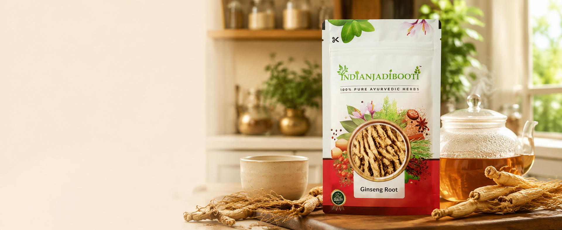 Indian Jadi Booti Panax Ginseng Root for Instant Energy and Mental Sharpness - 100% Pure Whole Dried Ginseng for Stamina & Immunity(20 Grams) | Pack Of 2