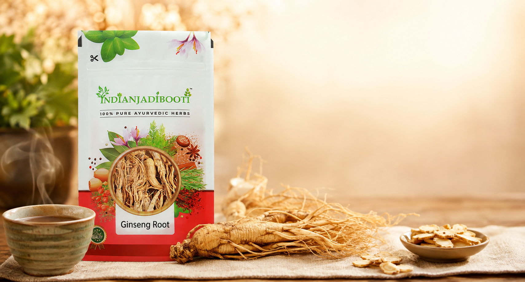 Indian Jadi Booti Panax Ginseng Root for Instant Energy and Mental Sharpness - 100% Pure Whole Dried Ginseng for Stamina & Immunity(20 Grams) | Pack Of 2