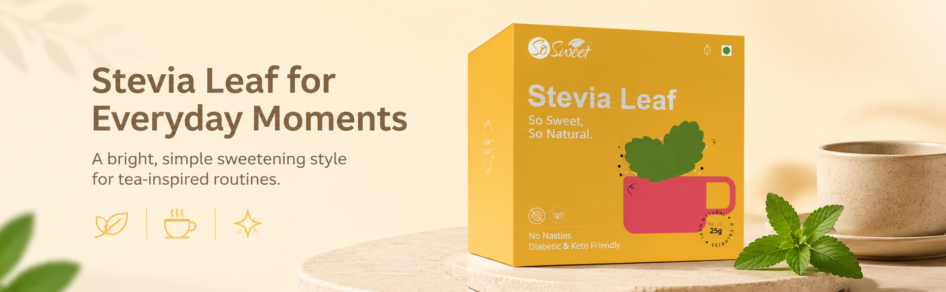 So Sweet Stevia Leaf Sugar Free Natural Zero Calorie Sweetener 250gm (Pack of 10)