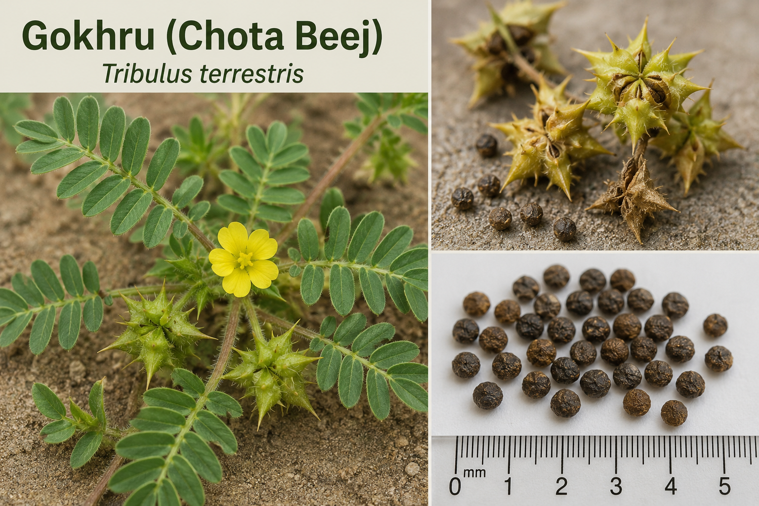 Gokhru Chota - Tribulus Terrestris Seeds - Small Caltrops - Gokhroo (1kg)