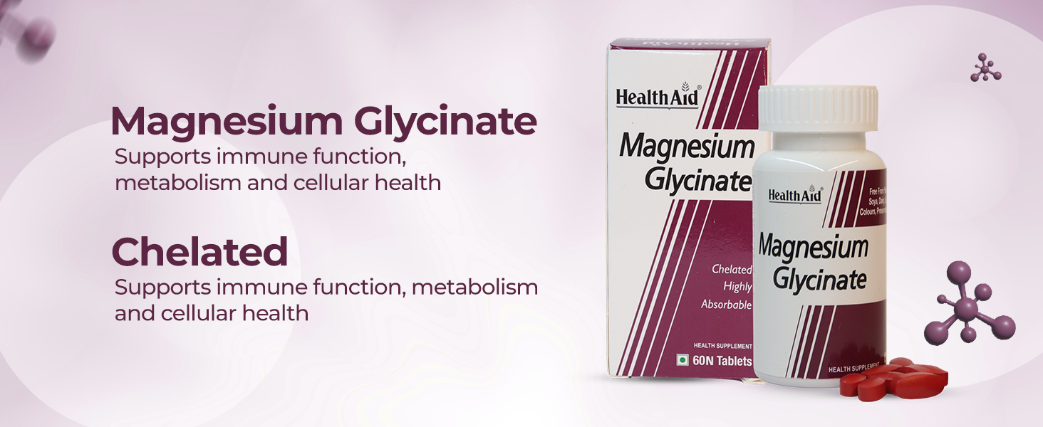 HealthAid Chelated Magnesium Glycinate with Zinc (1682 mg) – Magnesium Supplement for Muscle Recovery, Sleep Support, Cramps Relief & Nerve Health | Promotes Brain Health – 60 Veg Tablets (Pack of 3)