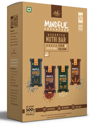 Eat Anytime Multigrain Millet Energy Chocolates, 12 Bars | High Protein, High Fiber, No Added Sugar | Gluten Free Granola Bars with Quinoa, Dark Chocolate | Healthy Snack (300g)