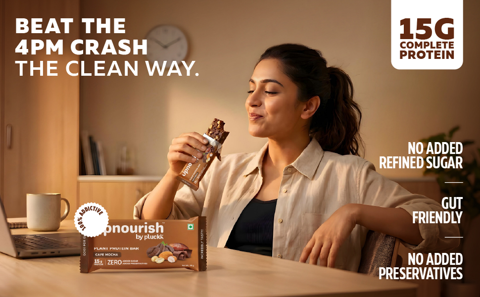Chocolate Coffee Protein Bar - No Refined Sugar (Pack of 6) | 15 g Complete Protein | Upnourish by Pluckk (Cafe Mocha)