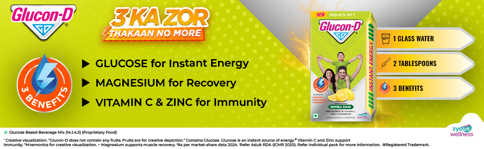 Glucon-D Instant Energy Drink Powder Refill 1KG+250g free | Energy, Hydration, Immunity | Nimbu Paani