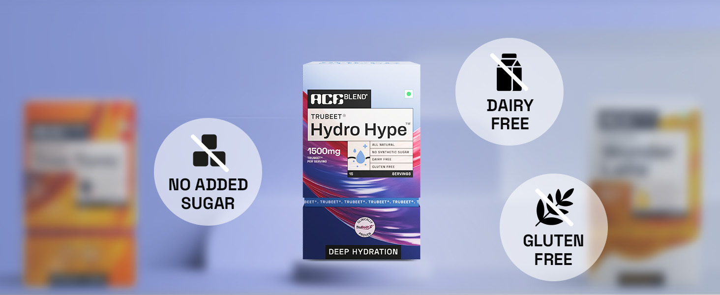 Ace Blend Hydro Hype (15 Sachets) | Energy & Blood Flow | Instant Hydration | Full-Spectrum Electrolytes | 100% Natural Beetroot Extract Multi Vitamins & Minerals | Lemon Raspberry - For Men & Women