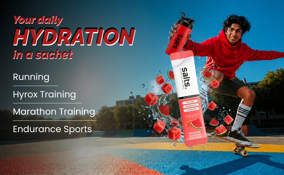 Salts Electrolyte Powder, 15 Sachet with Zero Sugar, Electrolytes Hydration Mix Drink for Summer Heat, Workout Recovery and Travel, Keto and Vegan Friendly, (Watermelon)