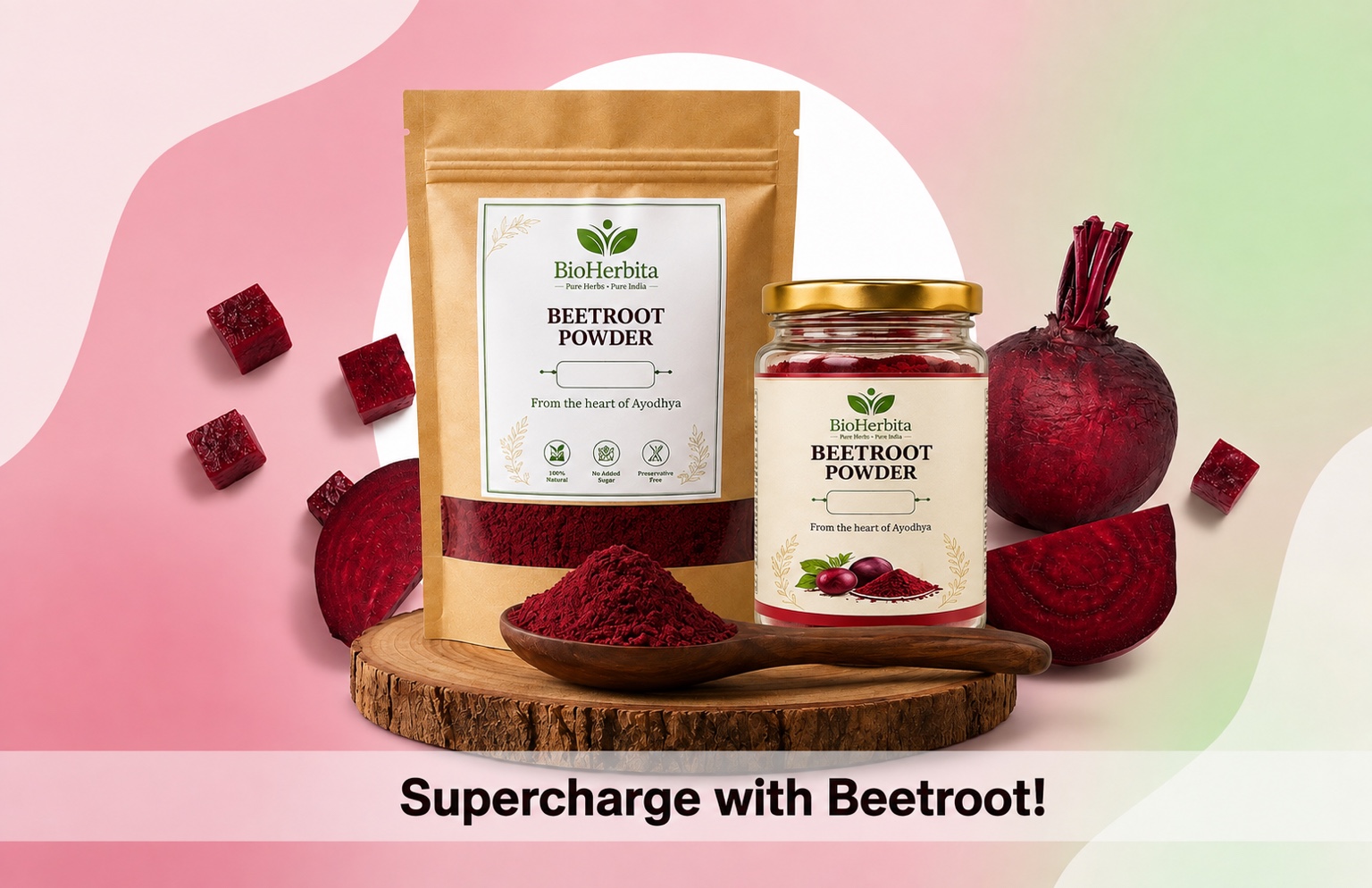 Pure Beetroot Powder 60g | Natural Superfood for Pre Workout Energy Heart Health & Skin Glow | Non GMO & Pesticide Free | Natural Beet Root Powder | Trial Pack