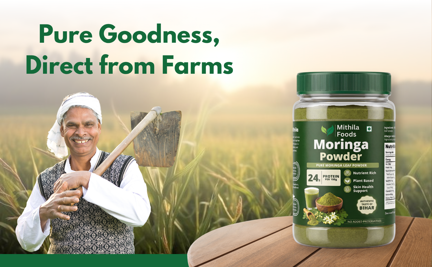 MITHILA FOODS Moringa Powder 500g | Munga Greens, 100% Pure Moringa Leaf Powder | Nutrient-Dense Antioxidants, Vitamins & Minerals | Energy, Immunity & Daily Wellness | Authentic Taste of Jharkhand
