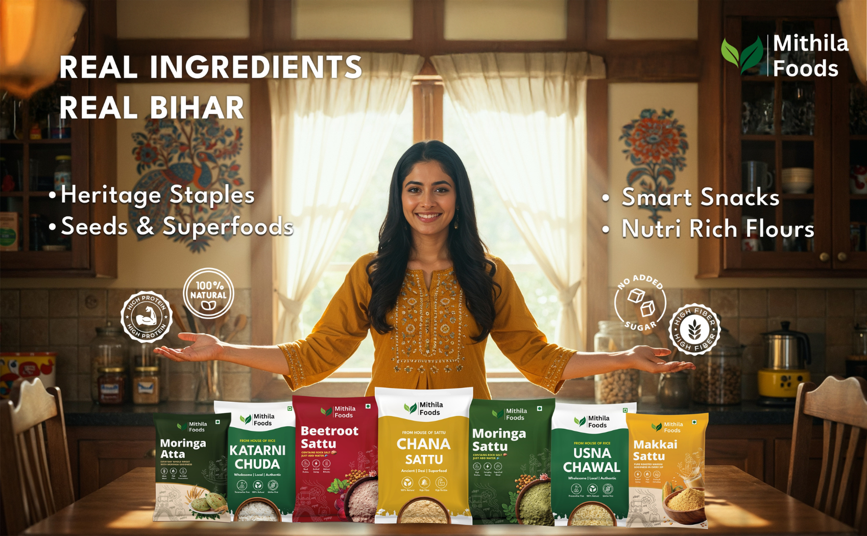 MITHILA FOODS Moringa Powder 500g | Munga Greens, 100% Pure Moringa Leaf Powder | Nutrient-Dense Antioxidants, Vitamins & Minerals | Energy, Immunity & Daily Wellness | Authentic Taste of Jharkhand