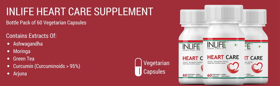 INLIFE Arjuna Extract 500mg, Heart & Cardiovascular Health, 60 Veg Capsules