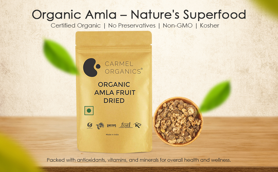 CARMEL ORGANICS Amla Fruit Seedless 250 grams Whole