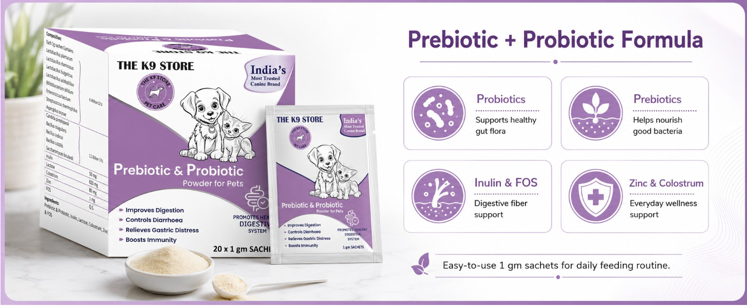 Prebiotics & Probiotics for Dogs & Cats | Gut Health Supplement Powder for Digestive Support | Supports Healthy Digestion, Balanced Gut Flora & Immunity | Dog & Cat Supplement