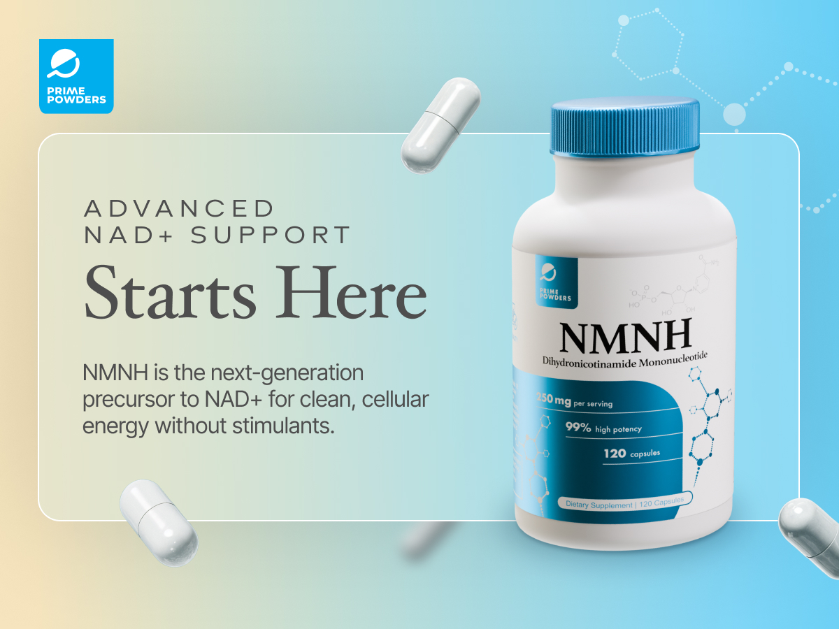 Prime Powders NMNH Capsules, Dihydronicotinamide NAD+ Support, 120 Count