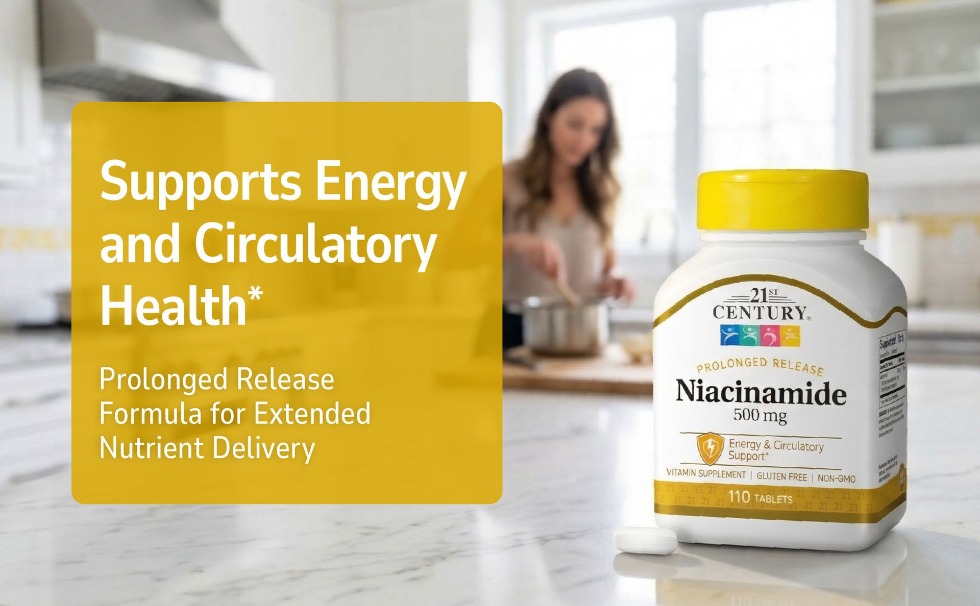 21st Century Niacinamide 500mg Prolonged Release, No Flush, 110 Count