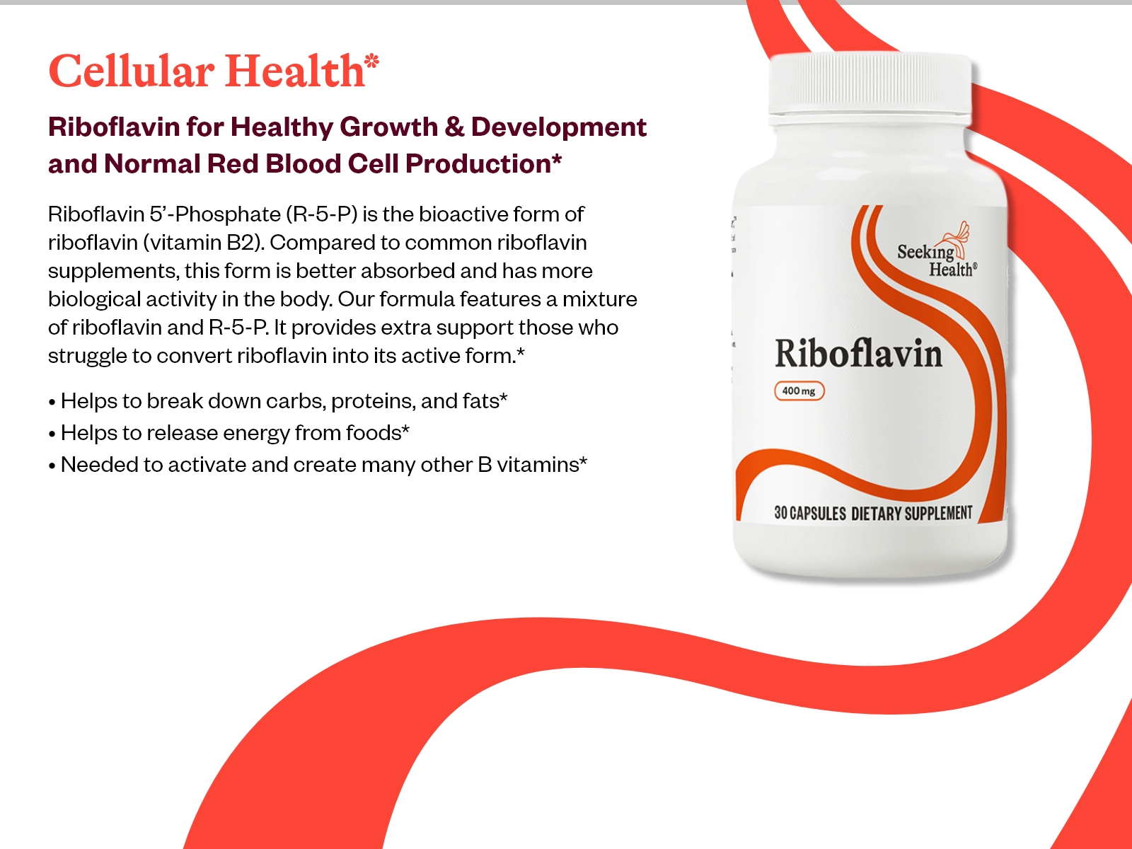 Seeking Health Riboflavin (B2) 400 mg, 60 Vegetarian Capsules