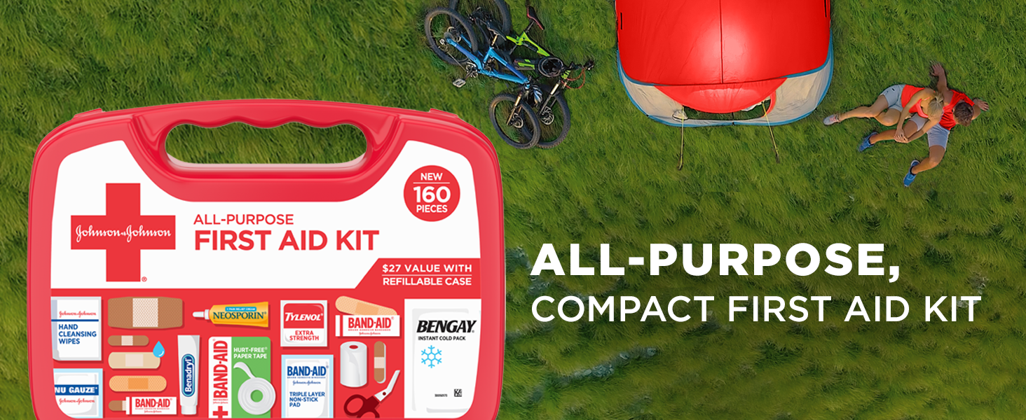 BAND-AID Brand All-Purpose Portable Compact First Aid Kit, 160 Piece