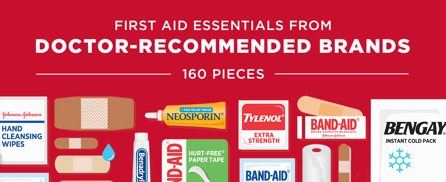 BAND-AID Brand All-Purpose Portable Compact First Aid Kit, 160 Piece