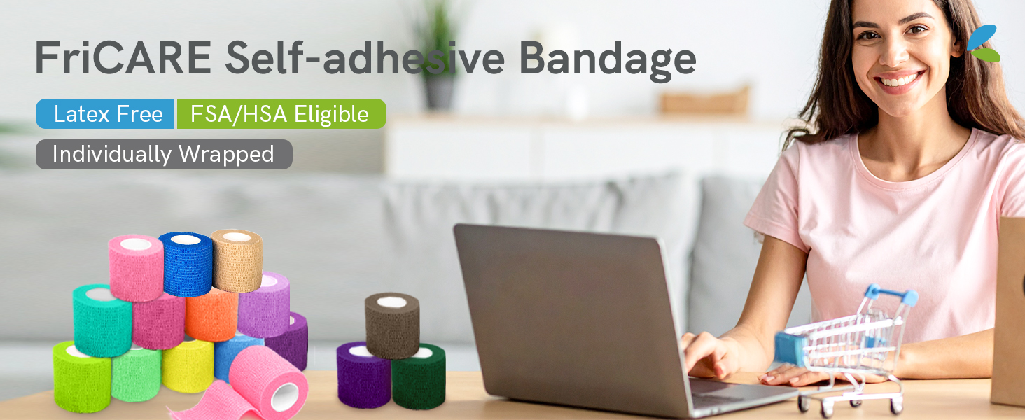 FriCARE Self Adhesive Bandage Wrap, Medical Tape in First Aid Kit, Rainbow