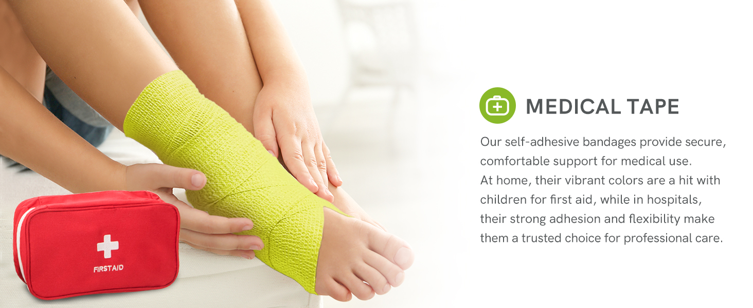 FriCARE Self Adhesive Bandage Wrap, Medical Tape in First Aid Kit, Rainbow