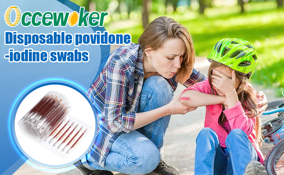 Iodine Swabs, 50 Pcs Disposable Iodine Swabs, Iodine Swabs Individually Wrapped for Nose Care, Disinfection Wound, Outdoor Medical Supplies