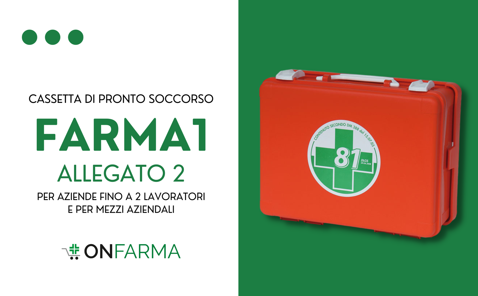 ONFARMA Farma1 First Aid Box Complete with First Aid Sign Compliant with DM 388 Attachment 2 for Companies up to 2 Workers and Business Vehicles