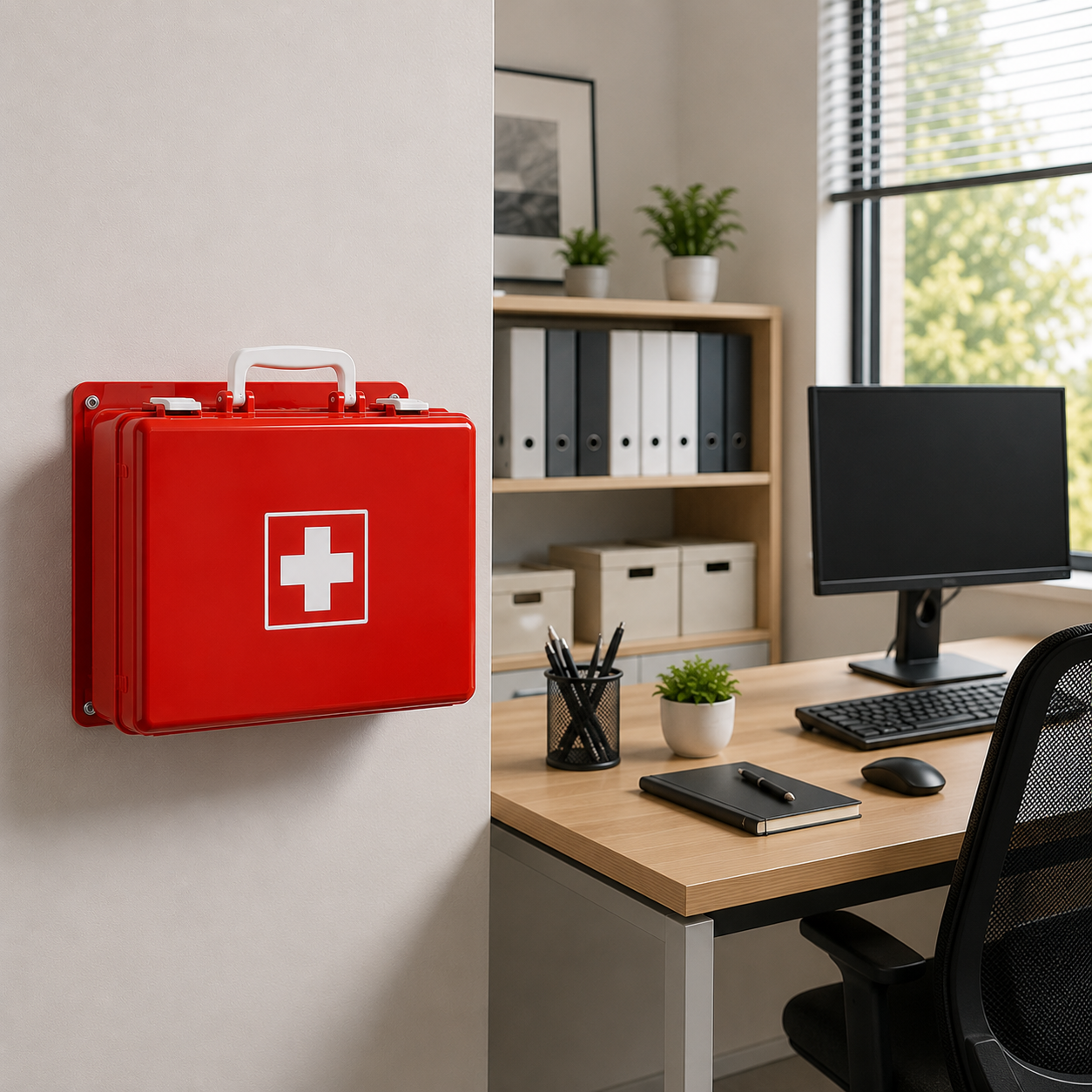 Akitaink Medical First Aid Box with Attachment 2 for Companies Less than 3 Employees Complete with Wall Bracket, Compliant DM388/DL81, Made in Italy