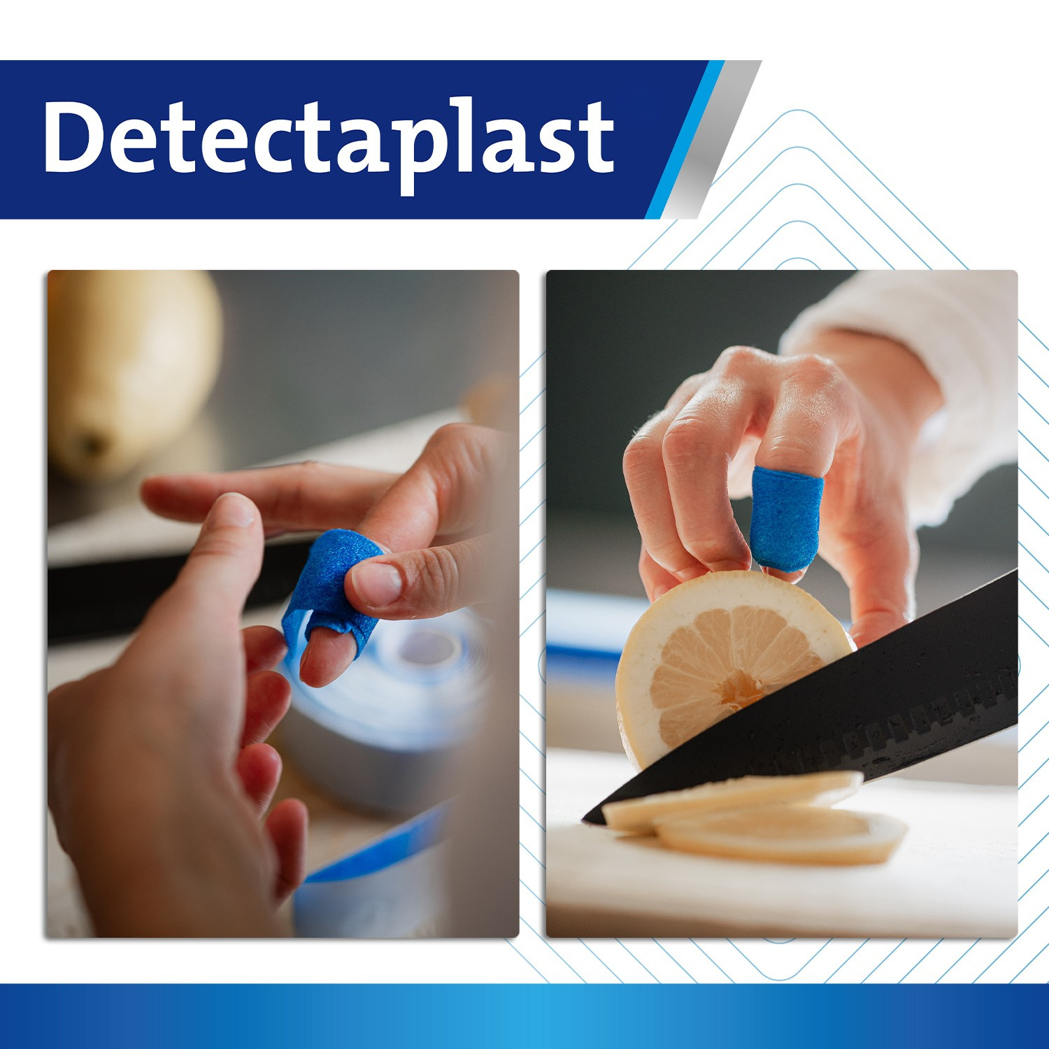 Detectaplast 50 x Blue Premium Water Sensitive Plasters for Food Handling, Detectable First Aid Plasters in Gastronomy 50 x 72 mm, 50 Pieces