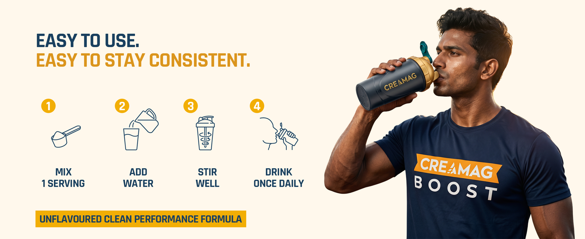 Naturaltein CreaMag Boost | India’s First Creatine + Magnesium Bisglycinate Formula | 3g Creatine Monohydrate & 130mg Elemental Magnesium Per Serving | Glyphosate Residue Free | Supports Strength, Energy & Recovery | Unflavoured | 100g (25 Servings)