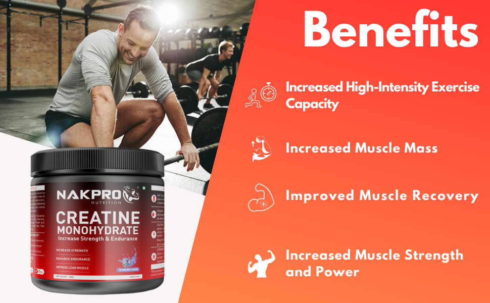 NAKPRO NUTRITION Micronised Creatine Monohydrate | 250g Jar | Tangy Orange | 3g Creatine/Per Serving | Trustified Certified | Rapid Absorption Pre/Post Workout