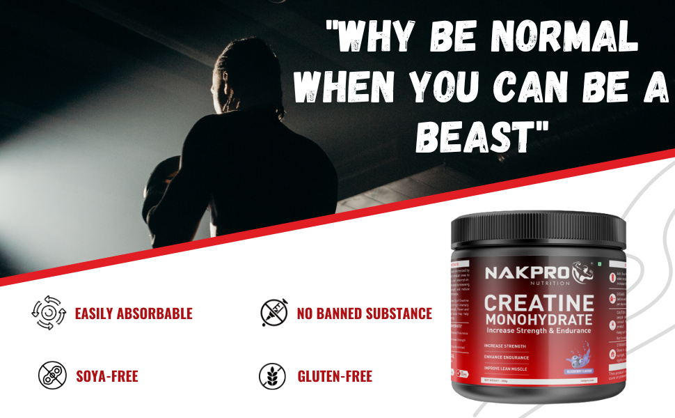 NAKPRO NUTRITION Micronised Creatine Monohydrate | 250g Jar | Tangy Orange | 3g Creatine/Per Serving | Trustified Certified | Rapid Absorption Pre/Post Workout