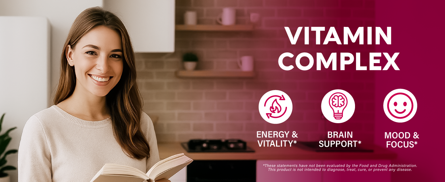 Vitamin B-Complex Gummies for Women & Men - Full B Complex & B12 - 60 Gummy