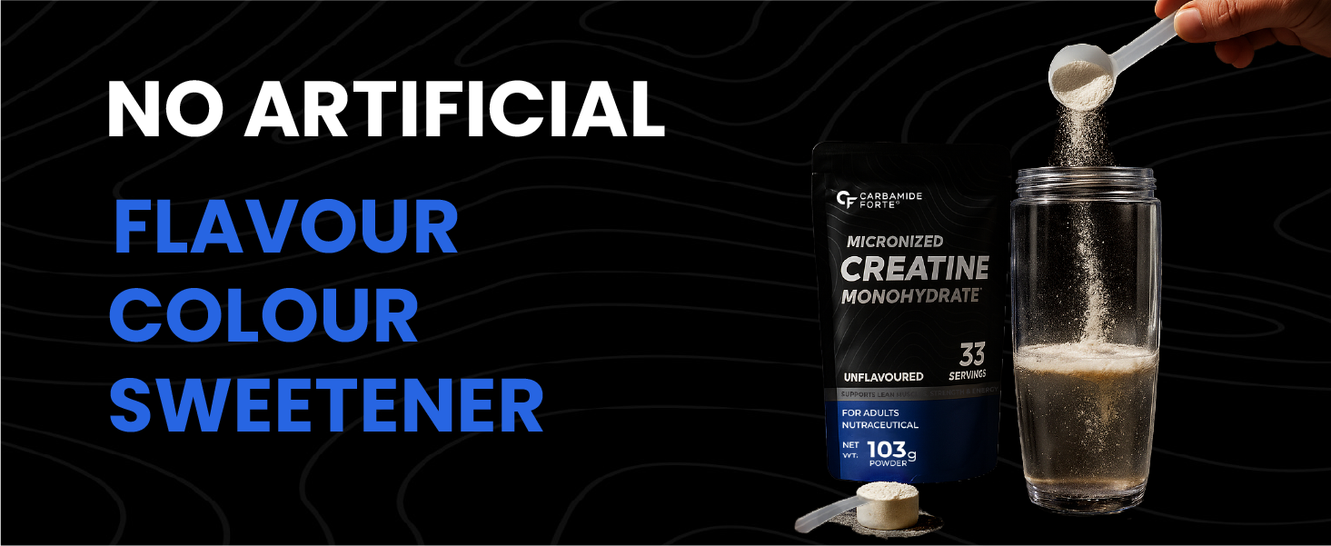 Carbamide Forte Creatine Mono hydrate Powder | Micronized Monohydrate Creatine 103g | Micronized Monohydrate Supplement for Lean Muscle, Strength & Energy - Unflavoured - 33 Servings - 103g