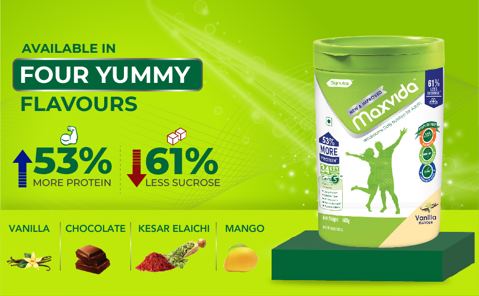 Maxvida New & Improvide Wholesome Daily Nutrition for Adults BIB - 400g (Kesar Elaichi)