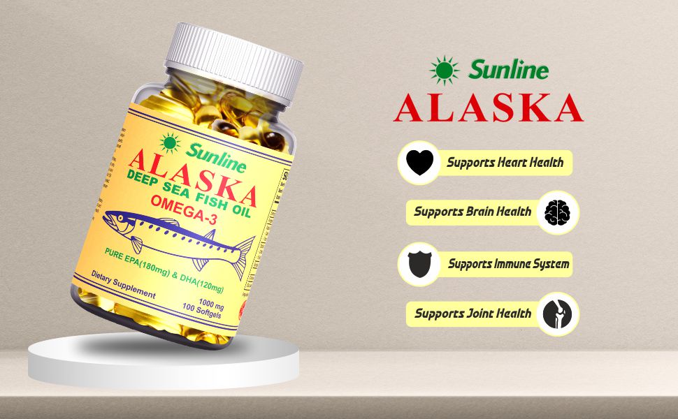 Sunline Alaska Omega-3 | Deep Sea Fish Oil | 1000Mg,100 Softgels