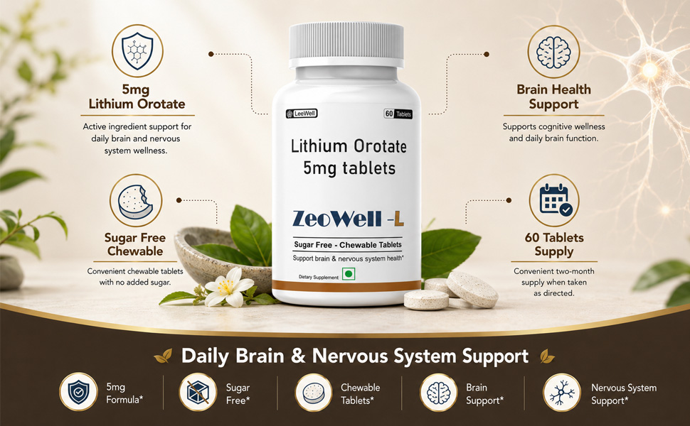 L by LeeWell Lithium Orotate 5mg Tablets, 60 Tablets