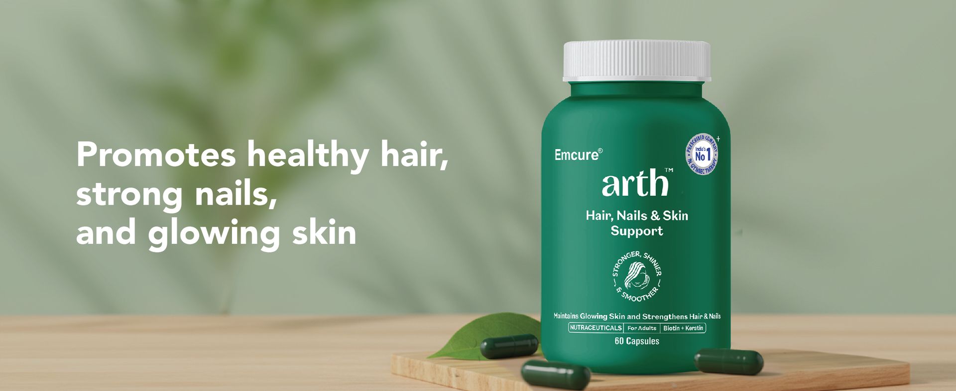 Arth Biotin Capsules For Hair Growth, Skin & Nails - 60 Veg Capsules for Men & Women | Vitamin A, B, D3, Folic Acid, Keratin Builder & Hyaluronic Acid | Supplement For Healthy Hair, Nails & Skin