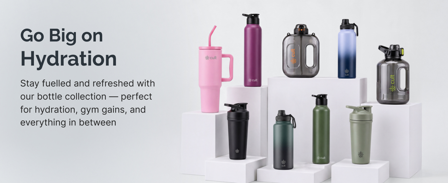 CULT Steel Shaker with Bottom Opener 700ml | Leakproof Shaker for Gym & Protein Shaker Bottle | Stainless Steel Gym Shaker Bottle for Men & Women & Shaker Bottles (Black)