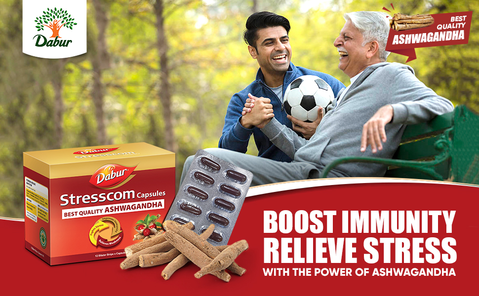 Dabur Stresscom Ashwagandha - 120 Caps (10 Caps X 12 Strips)